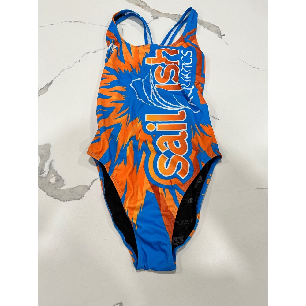 Sailfish Aquatics Women's Swimsuit Sochacki Designs Orange Blue Competition XXL‎